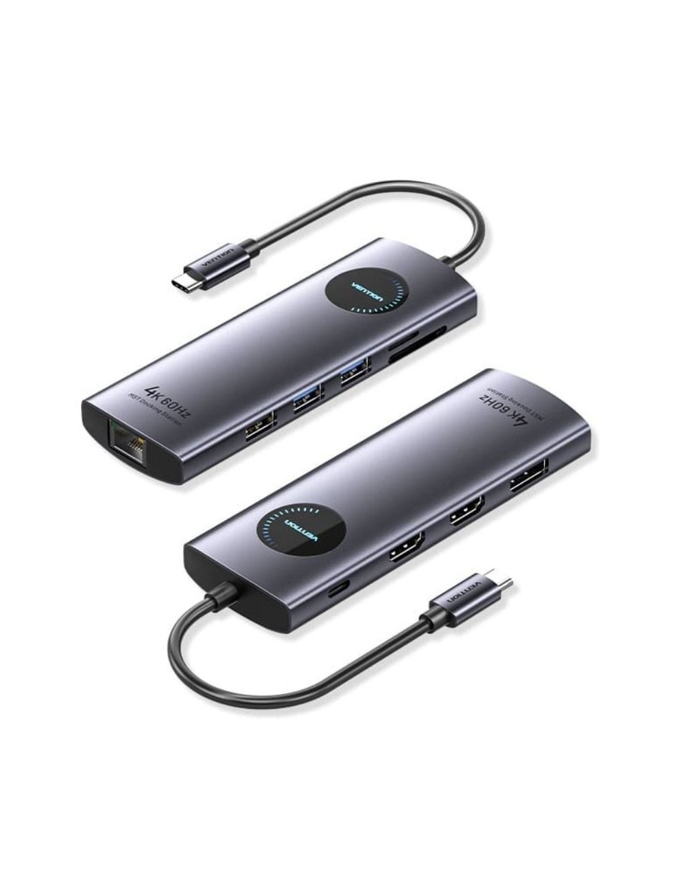 Docking USB Tipo-C Vention TQWHB/ 2xHDMI 4K/ 1xDisplayPort/ 3xUSB/ 1xUSB Tipo-C PD/ 1xRJ45/ 1xLector Tarjetas/ Gris