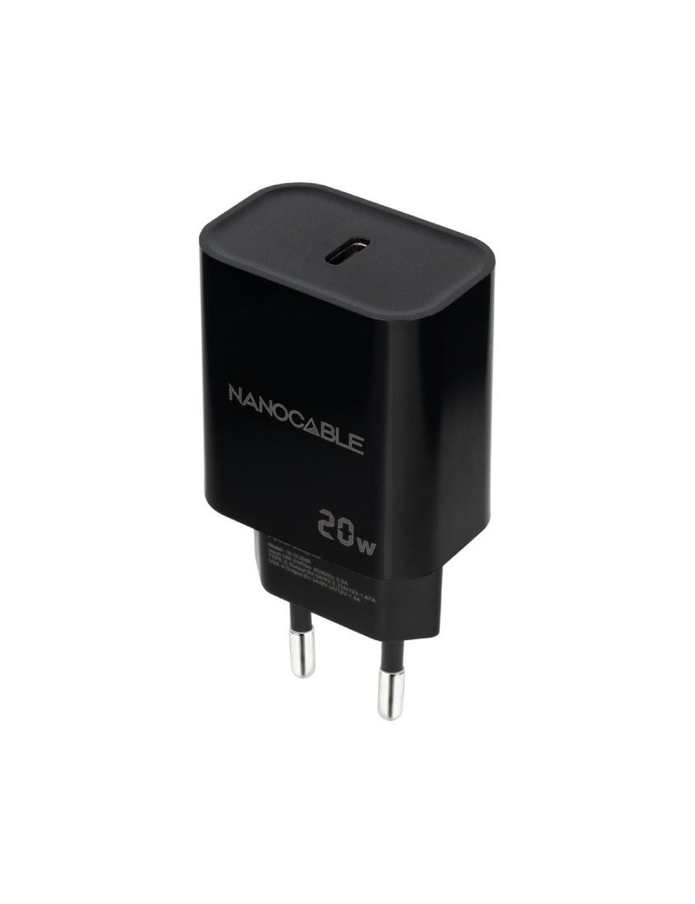 Cargador de Pared Nanocable 10.10.2006/ 1xUSB Tipo-C/ 20W/ Negro
