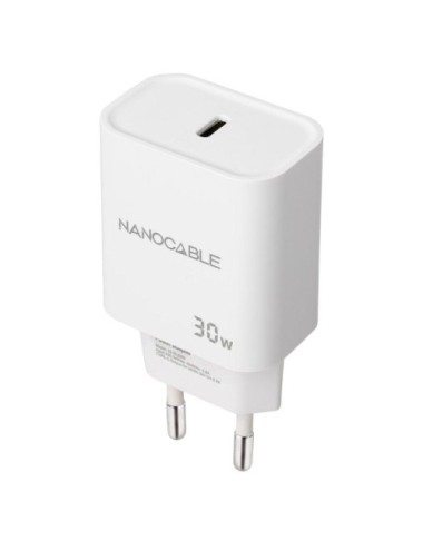 Cargador de Pared Nanocable 10.10.2009/ 1xUSB Tipo-C/ 30W/ Blanco