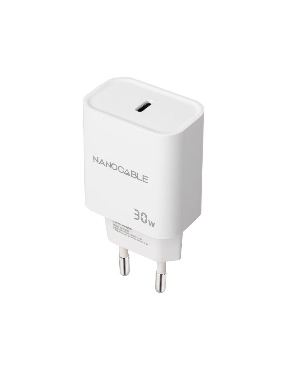 Cargador de Pared Nanocable 10.10.2009/ 1xUSB Tipo-C/ 30W/ Blanco