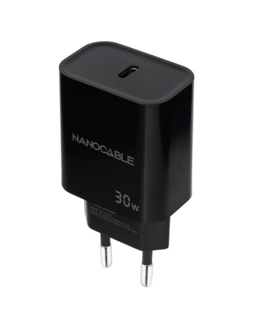 Cargador de Pared Nanocable 10.10.2010/ 1xUSB Tipo-C/ 30W/ Negro