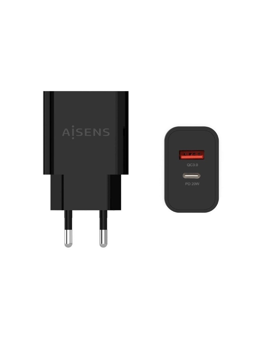 Cargador de Pared Aisens A110-0682/ 1xUSB Tipo-C/ 1x USB/ 20W
