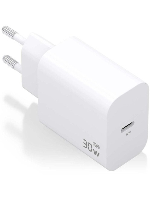 Cargador de Pared GaN Aisens A110-0940/ 1xUSB Tipo-C/ 30W/ Blanco