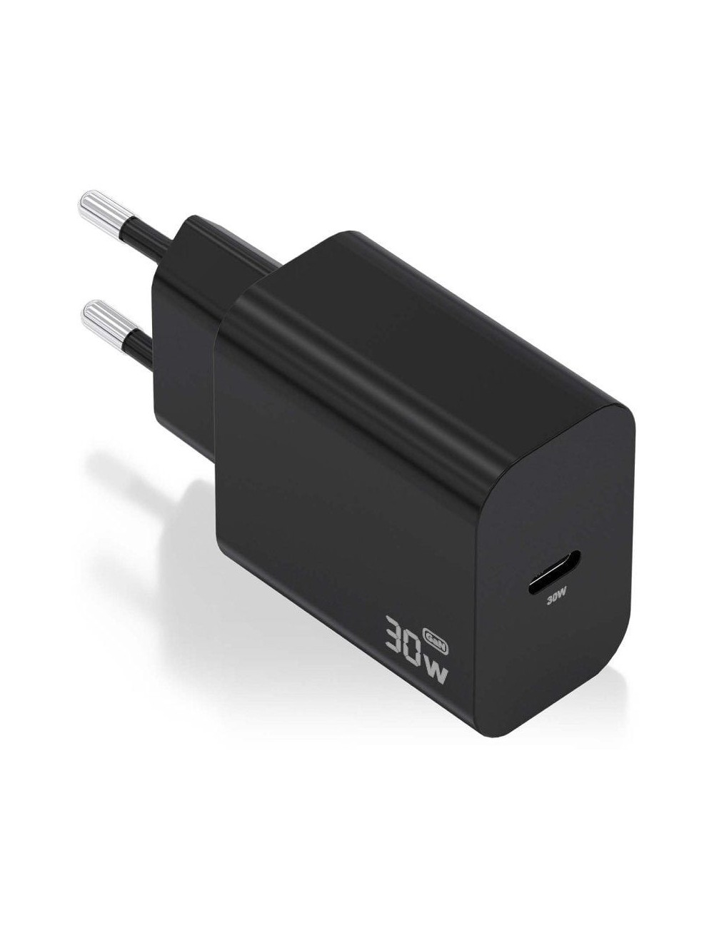 Cargador de Pared GaN Aisens A110-0941/ 1xUSB Tipo-C/ 30W/ Negro