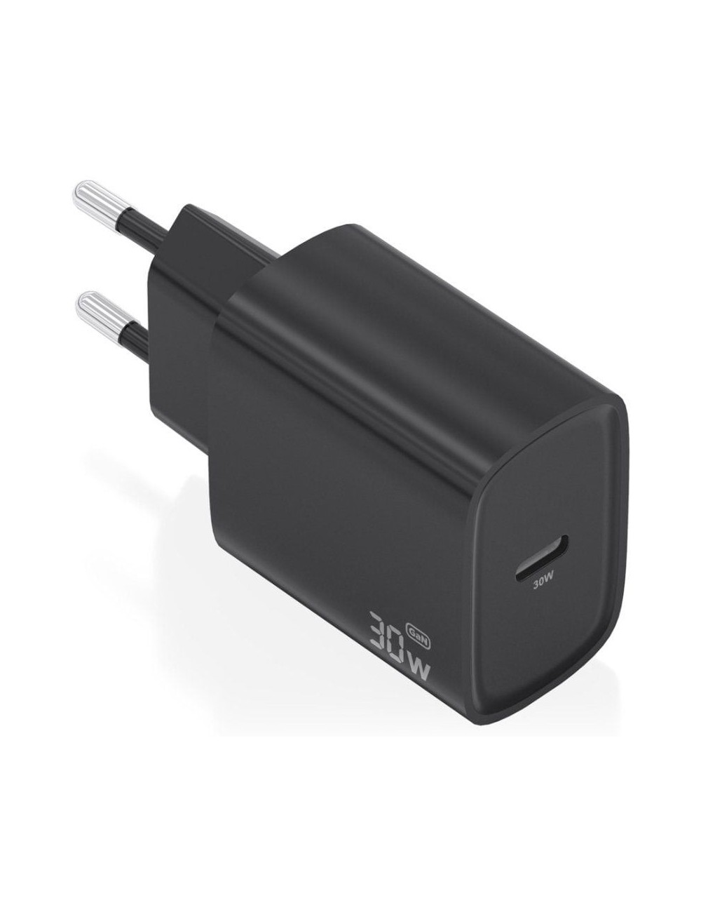Cargador de Pared GaN Aisens A110-0951/ 1xUSB Tipo-C/ 30W/ Negro