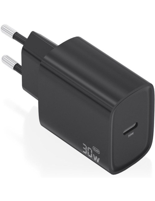 Cargador de Pared GaN Aisens A110-0951/ 1xUSB Tipo-C/ 30W/ Negro