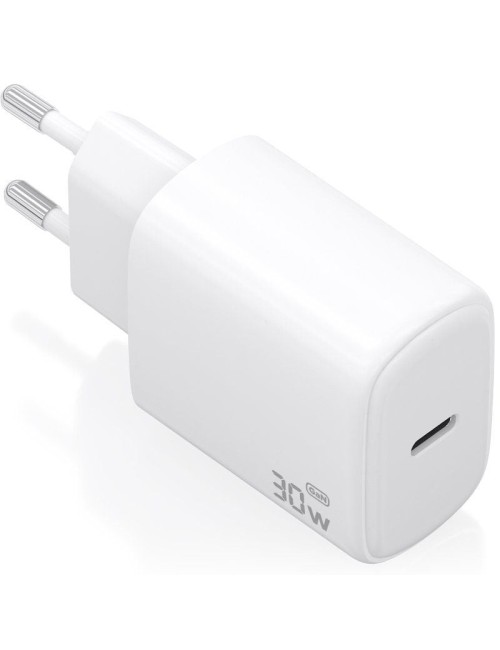 Cargador de Pared GaN Aisens A110-0975/ 1xUSB Tipo-C/ 30W/ Blanco