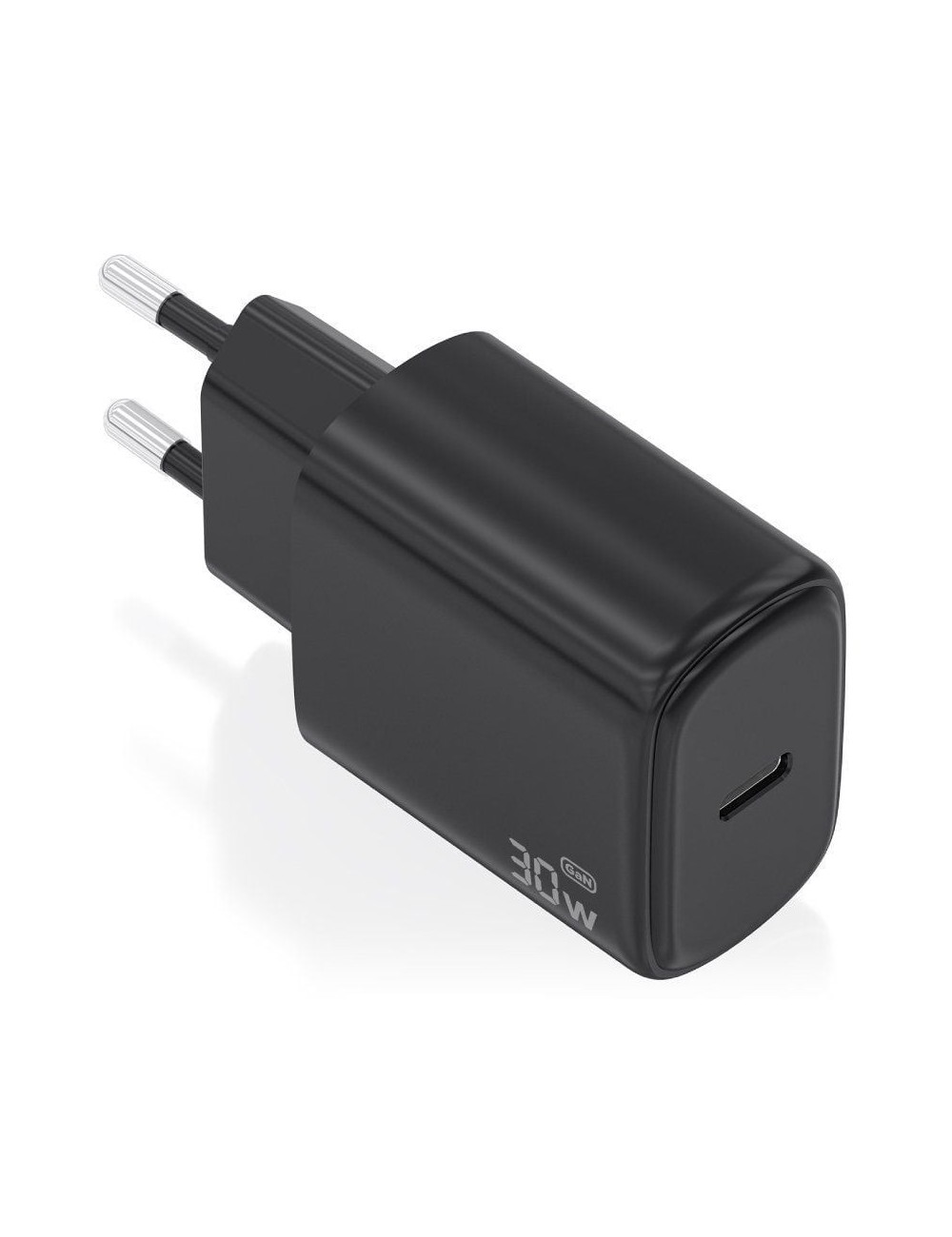 Cargador de Pared GaN Aisens A110-0976/ 1xUSB Tipo-C/ 30W/ Negro