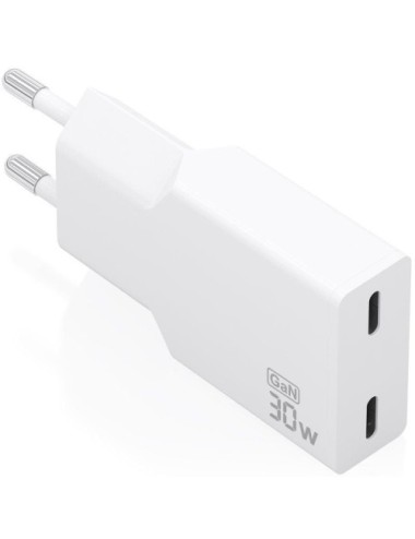 Cargador de Pared GaN Aisens A110-1003/ 2xUSB Tipo-C/ 30W/ Blanco