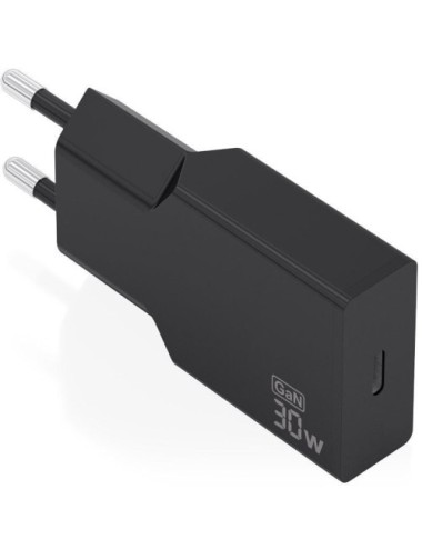 Cargador de Pared GaN Aisens A110-1004/ 1xUSB Tipo-C/ 30W/ Negro