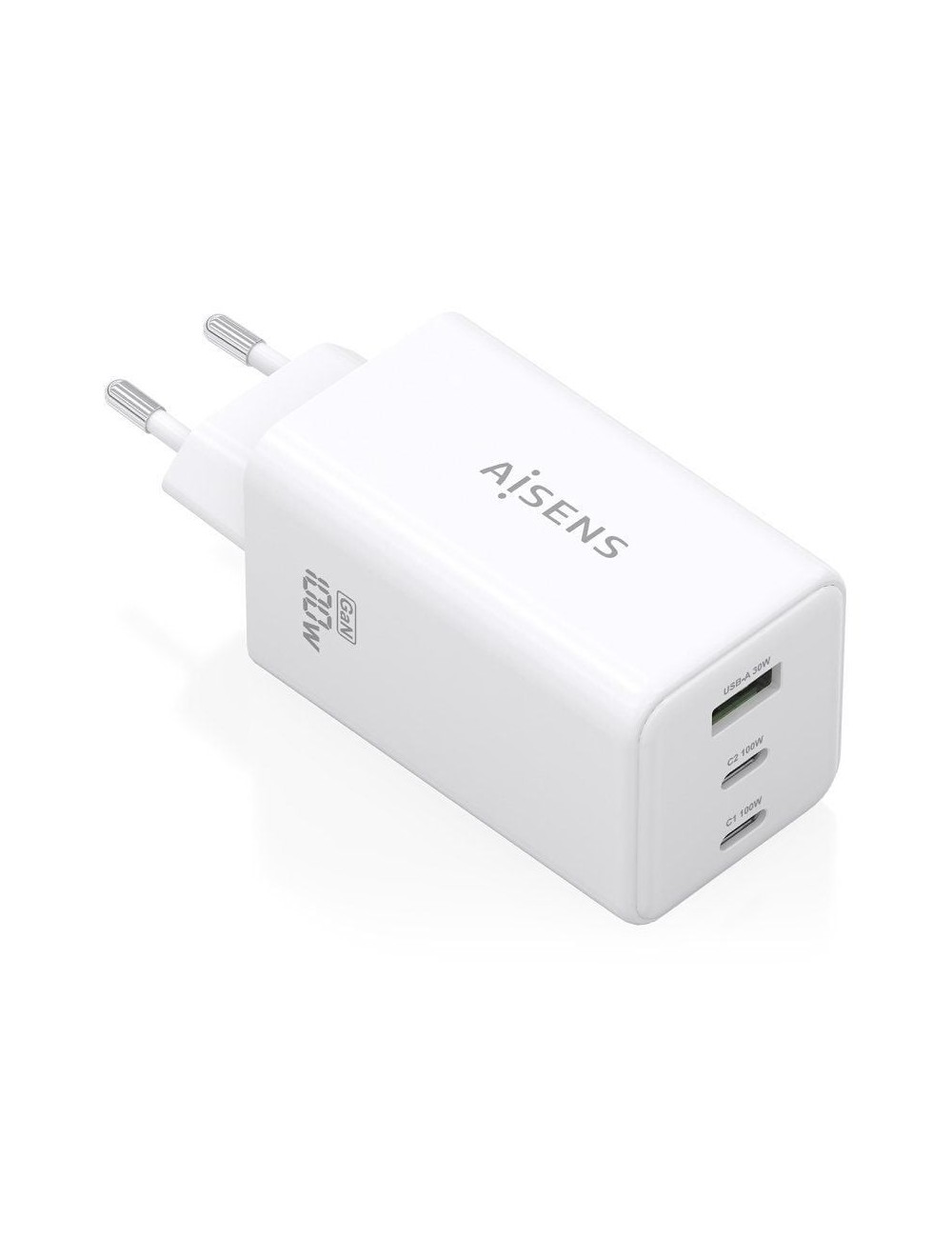 Cargador de Pared GaN Aisens ASCH-100W3P051-W/ 2xUSB Tipo-C/ 1xUSB/ 100W