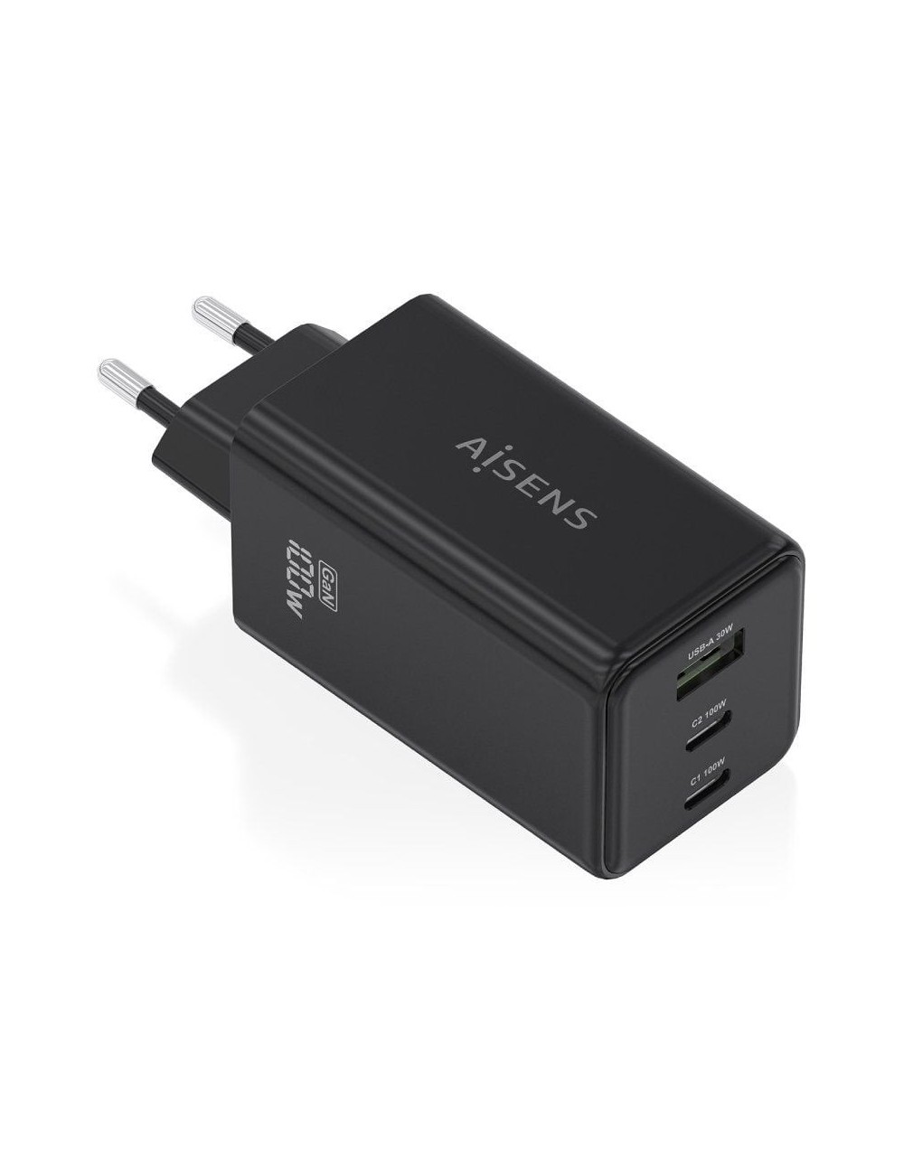 Cargador de Pared GaN Aisens ASCH-100W3P052-BK/ 2xUSB Tipo-C/ 1xUSB/ 100W