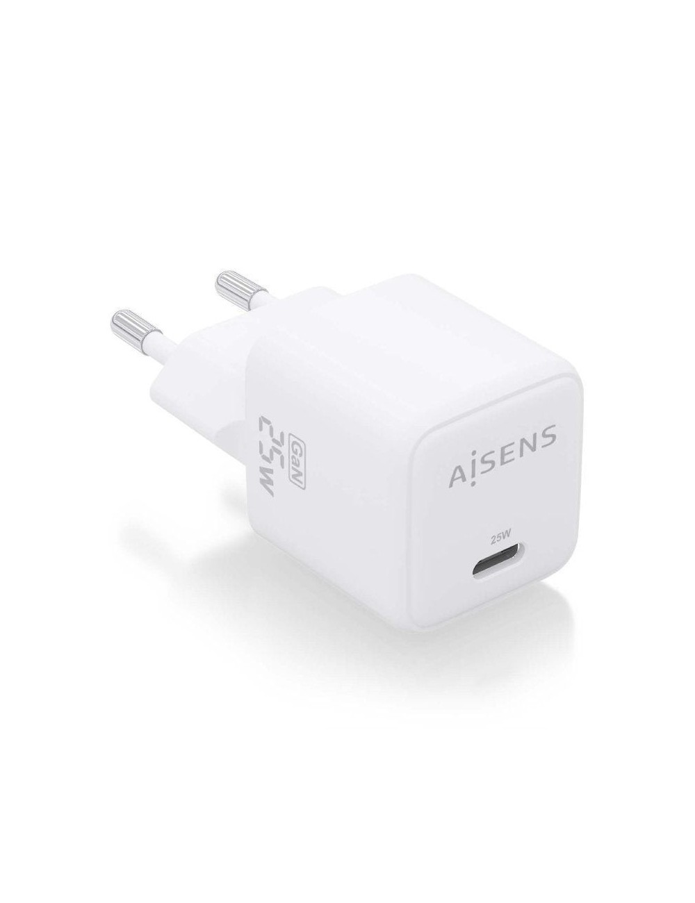 Cargador de Pared GaN Aisens ASCH-25W1P012-W/ 1xUSB Tipo-C/ 25W