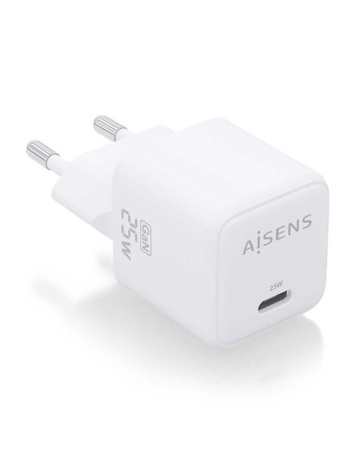Cargador de Pared GaN Aisens ASCH-25W1P012-W/ 1xUSB Tipo-C/ 25W