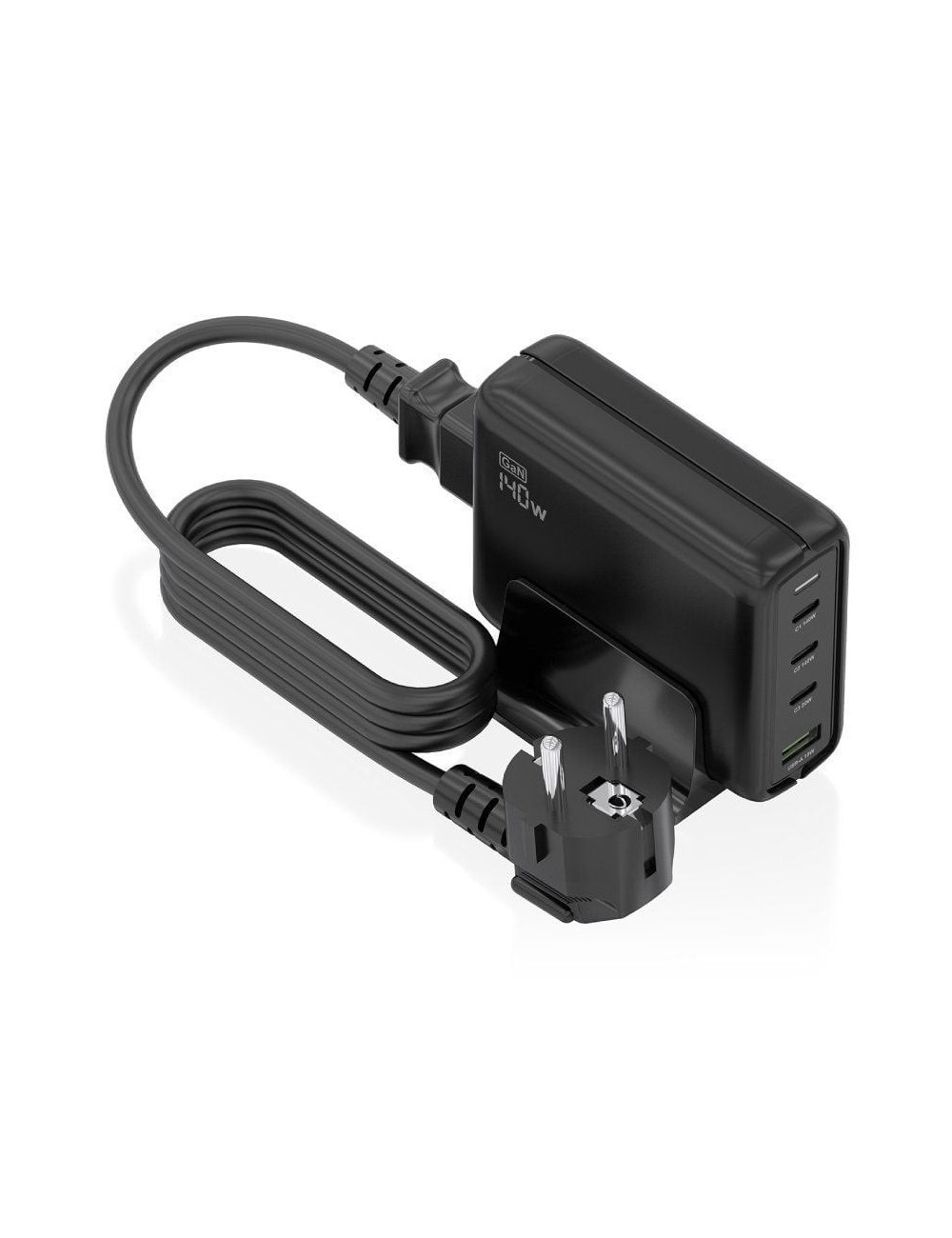 Cargador Sobremesa GaN Aisens ASCH-140W4P056-BK/ 3xUSB Tipo-C/ 1xUSB/ 140W