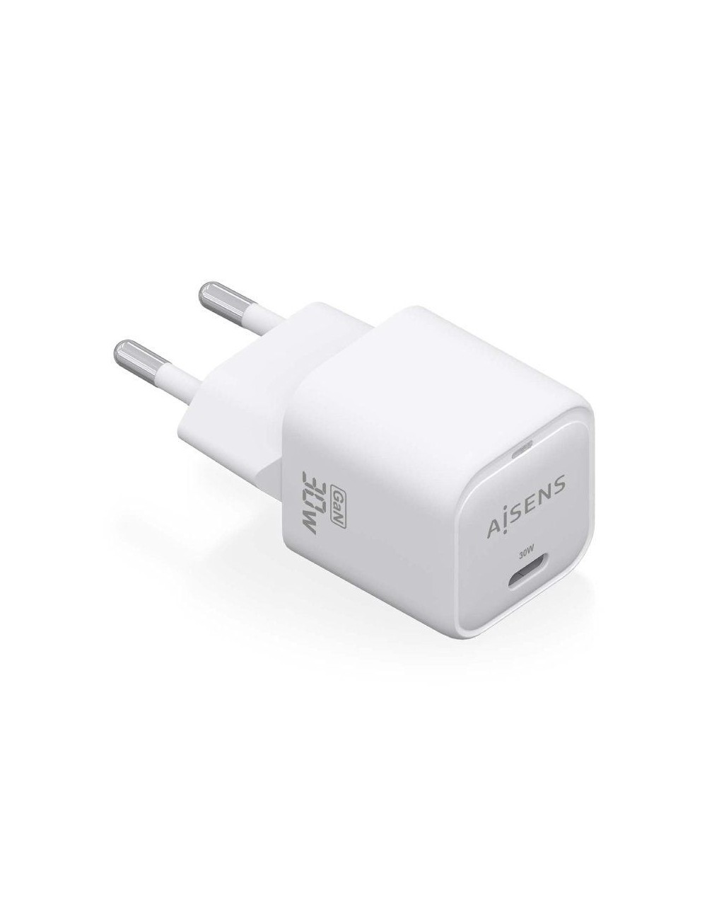 Cargador de Pared GaN Aisens ASCH-30W1P018-W/ 1xUSB Tipo-C/ 30W