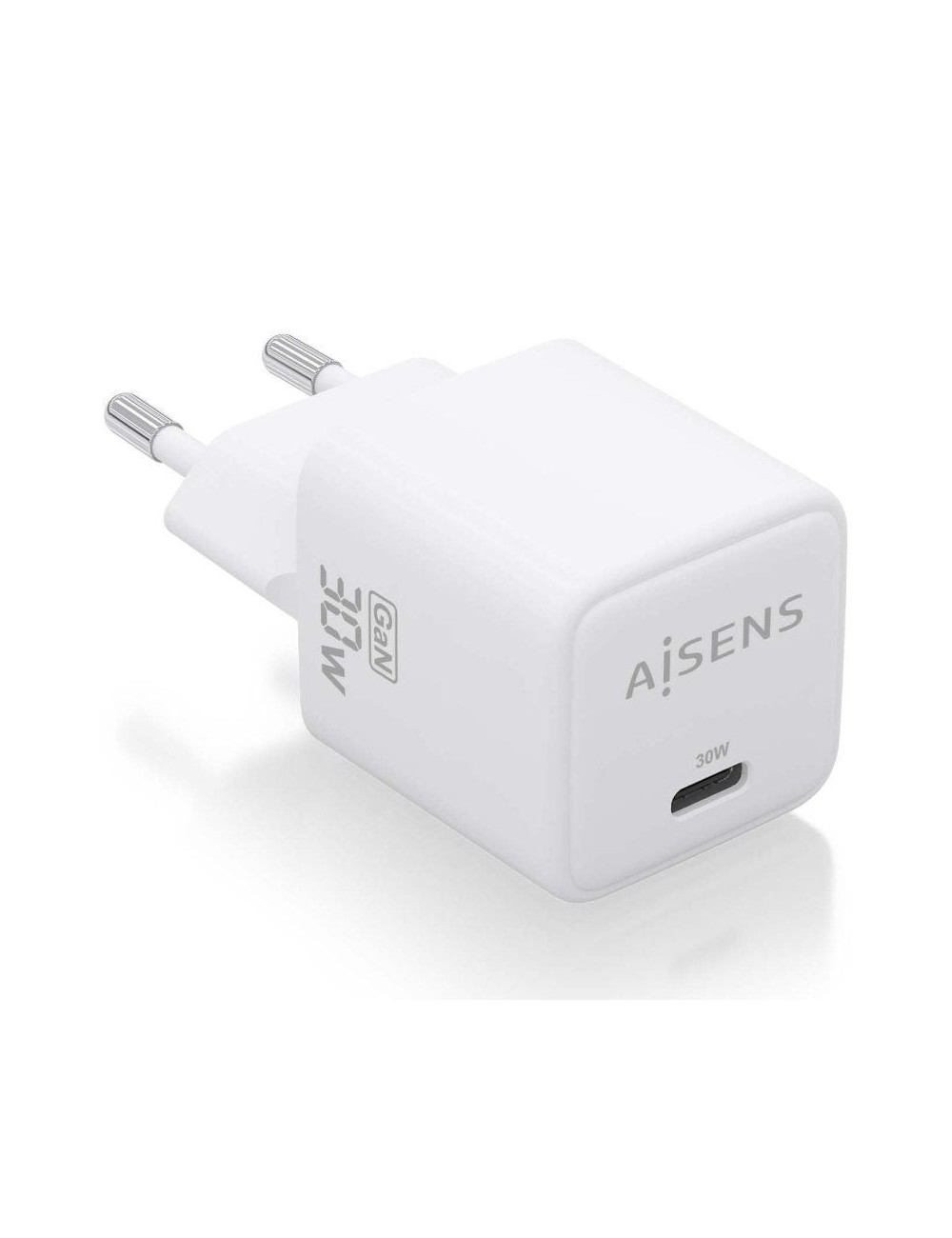 Cargador de Pared GaN Aisens ASCH-30W1P035-W/ 1xUSB Tipo-C/ 30W