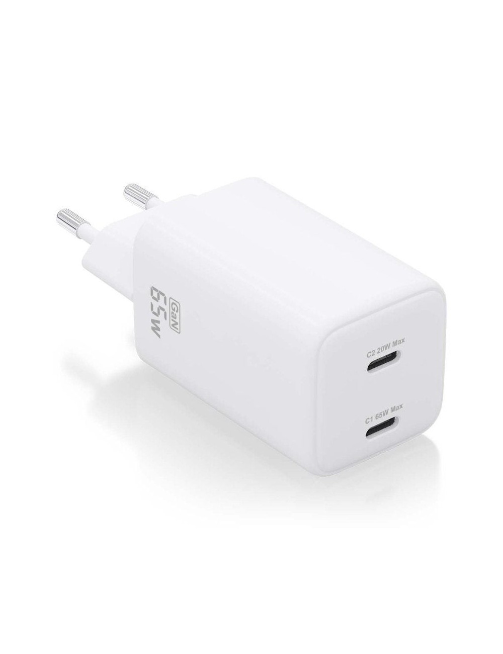 Cargador de Pared GaN Aisens ASCH-65W2P039-W/ 2xUSB Tipo-C/ 65W