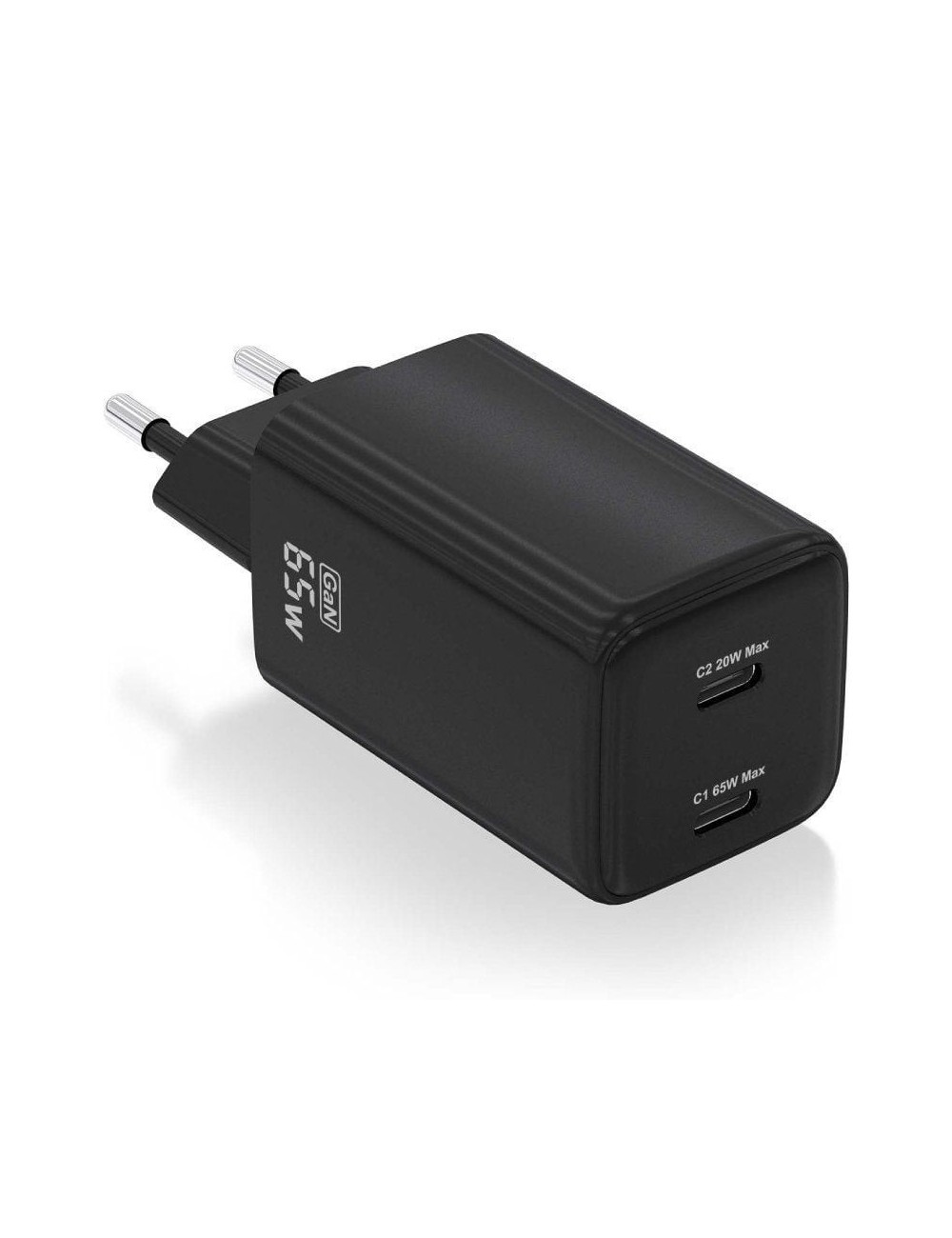 Cargador de Pared GaN Aisens ASCH-65W2P040-BK/ 2xUSB Tipo-C/ 65W