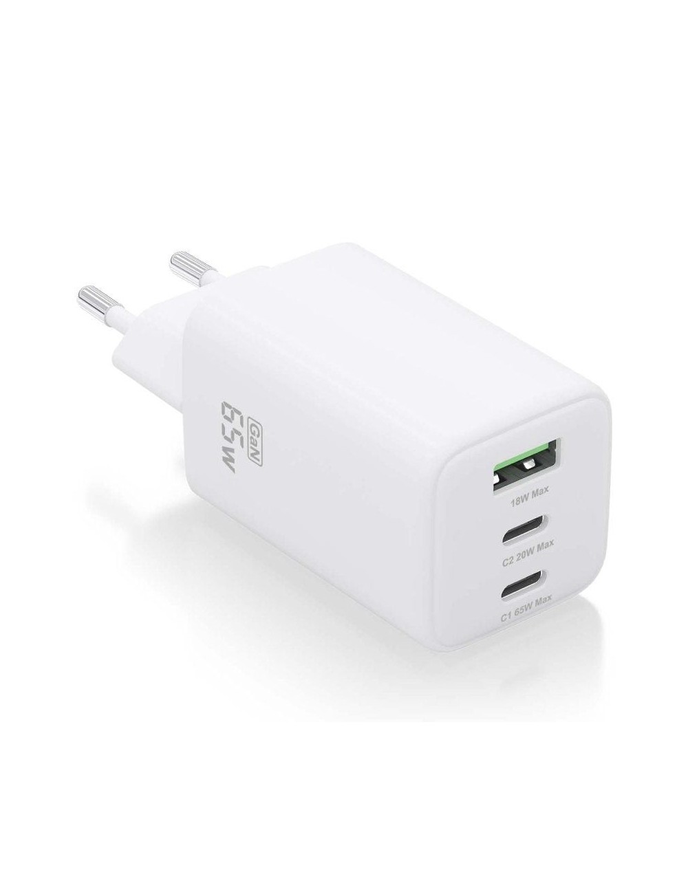 Cargador de Pared GaN Aisens ASCH-65W3P041-W/ 2xUSB Tipo-C/ 1xUSB/ 65W