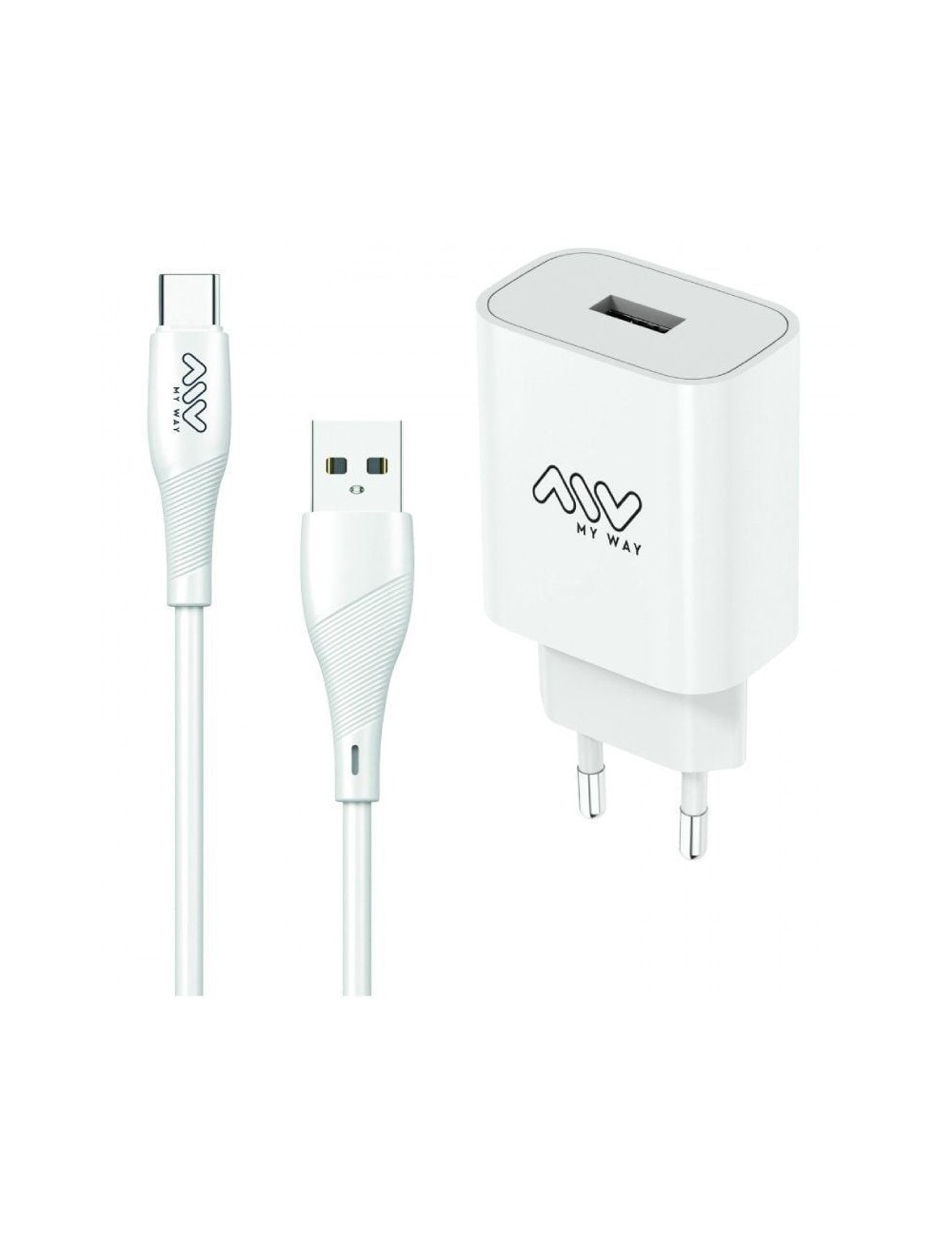 Cargador de Pared Myway MYWEPAK0002/ 1xUSB + Cable USB Tipo-C/ 15W