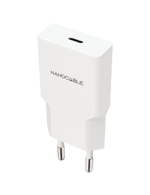 Cargador de Pared Nanocable 10.10.2021/ 1xUSB Tipo-C/ 20W/ Blanco
