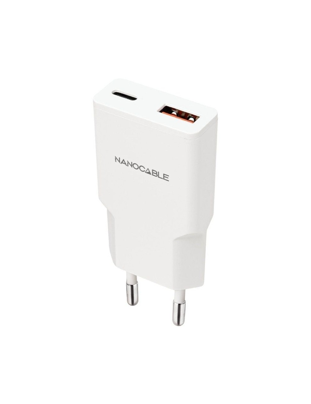 Cargador de Pared Nanocable 10.10.2025/ 1xUSB Tipo-C/ 1xUSB/ 25W/ Blanco