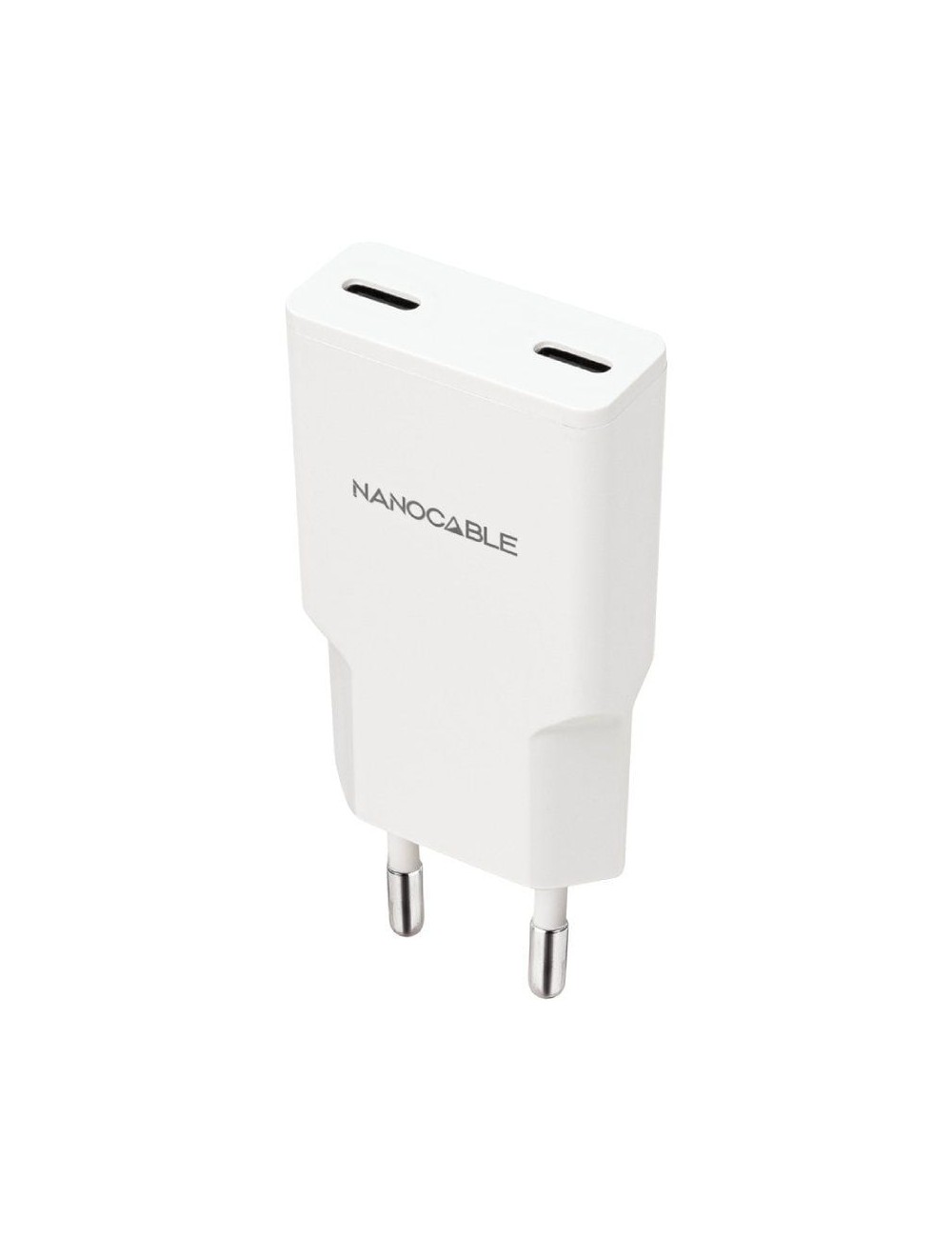 Cargador de Pared Nanocable 10.10.2026/ 2xUSB Tipo-C/ 25W/ Blanco