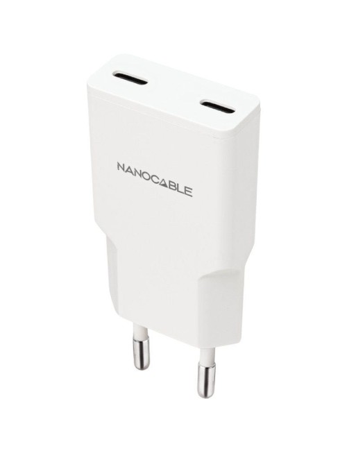 Cargador de Pared Nanocable 10.10.2026/ 2xUSB Tipo-C/ 25W/ Blanco