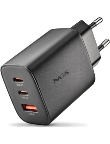 Cargador de Pared GaN NGS Era 65W/ 2xUSB Tipo-C/ 1xUSB/ 65W