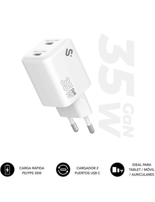 Cargador de Pared GaN Subblim 35W Charger USB C+C/ 2xUSB Tipo-C/ 35W