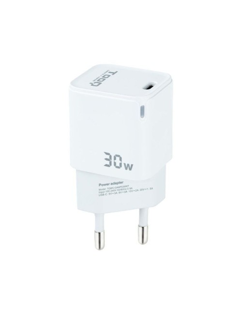 Cargador de Pared GaN TooQ TQWC-GANPD30WT/ 1xUSB Tipo-C/ 30W