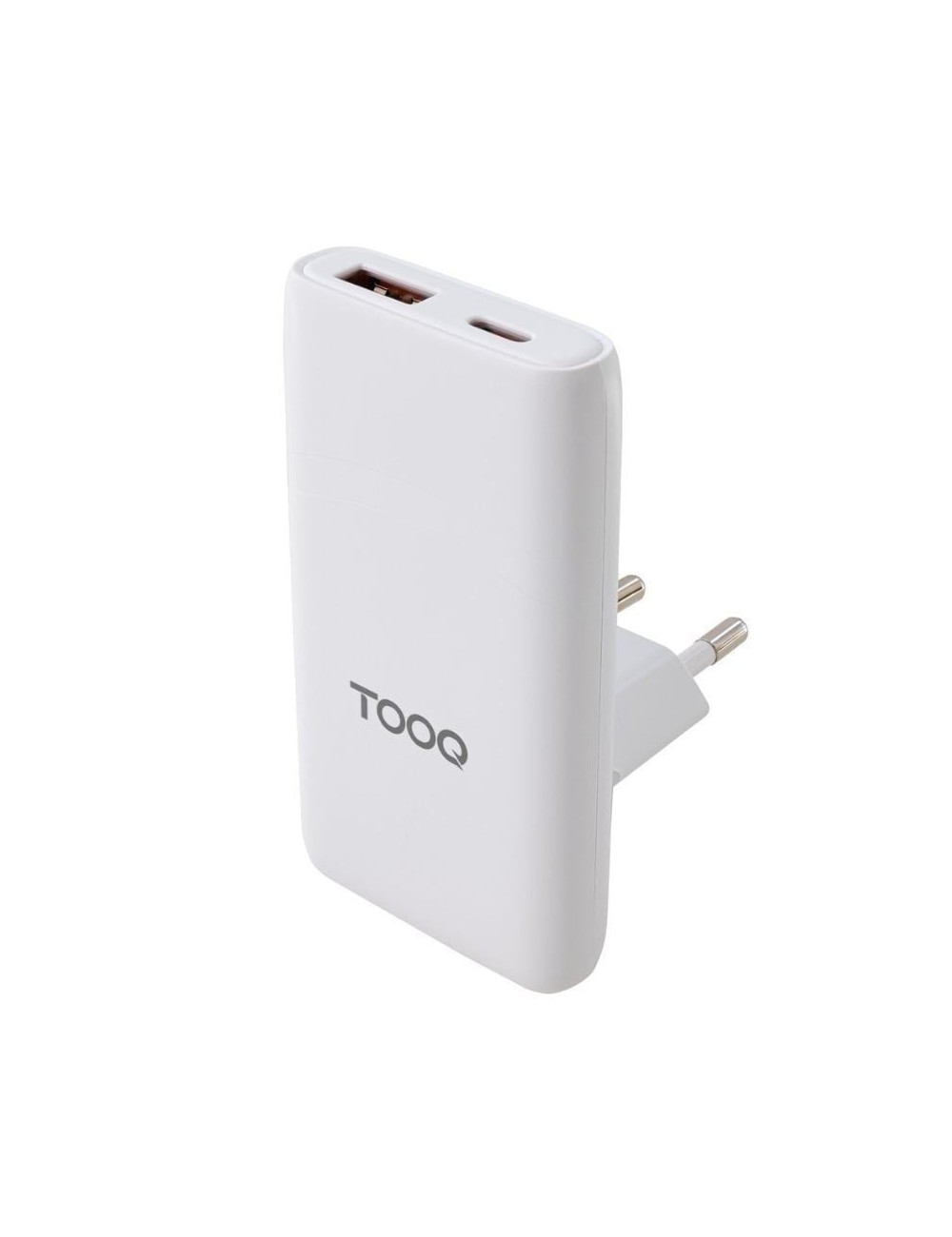Cargador de Pared Universal GaN para Viaje TooQ TQWC-GANSL65W1A1C/ 1xUSB Tipo-C/ 1xUSB/ 65W