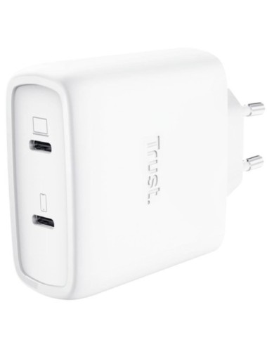Cargador de Pared GaN Trust Maxo 65W 25526/ 2xUSB Tipo-C/ Incluye Cable USB Tipo-C/ 65W