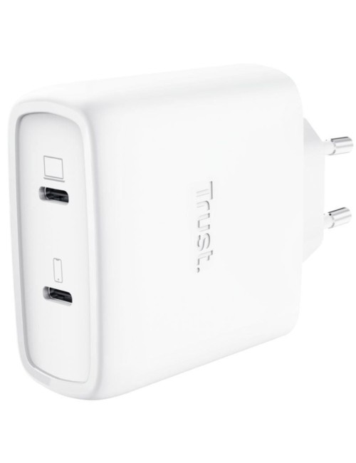 Cargador de Pared GaN Trust Maxo 65W 25526/ 2xUSB Tipo-C/ Incluye Cable USB Tipo-C/ 65W
