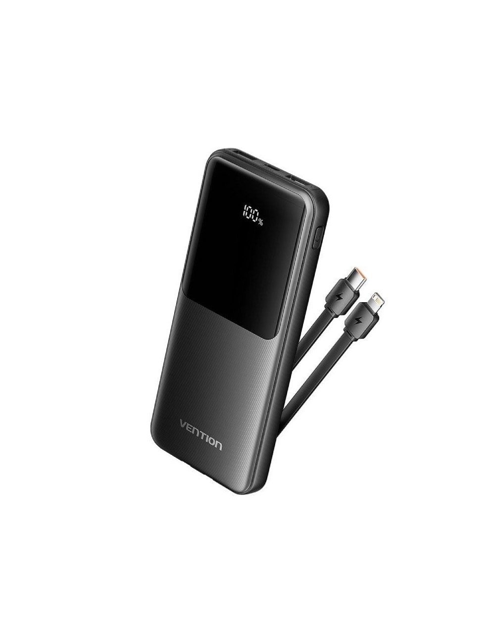 Powerbank 10000mAh Vention FHOB0/ 22.5W/ Negra/ Incluye Cable USB Tipo-C y Lightning