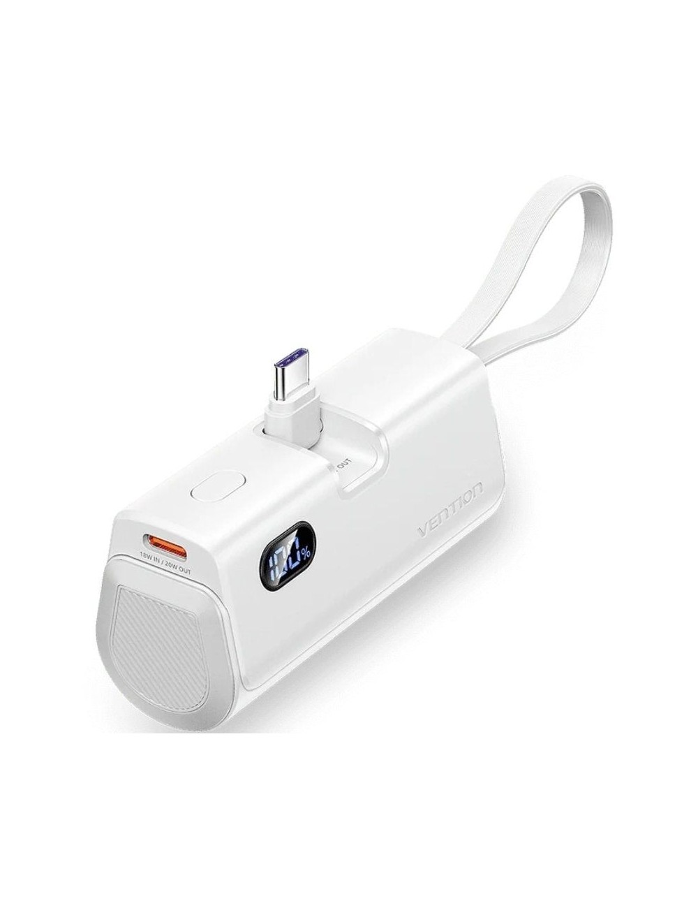 Powerbank 4800mAh Vention FHQW0/ 22.5W/ Blanca/ Incluye Cable USB Tipo-C y Lightning