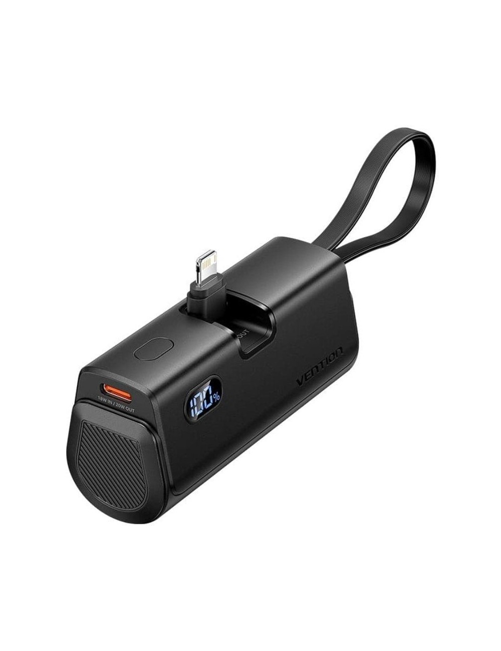 Powerbank 4800mAh Vention FHRB0/ 22.5W/ Negra/ Incluye Cable USB Tipo-C y Lightning