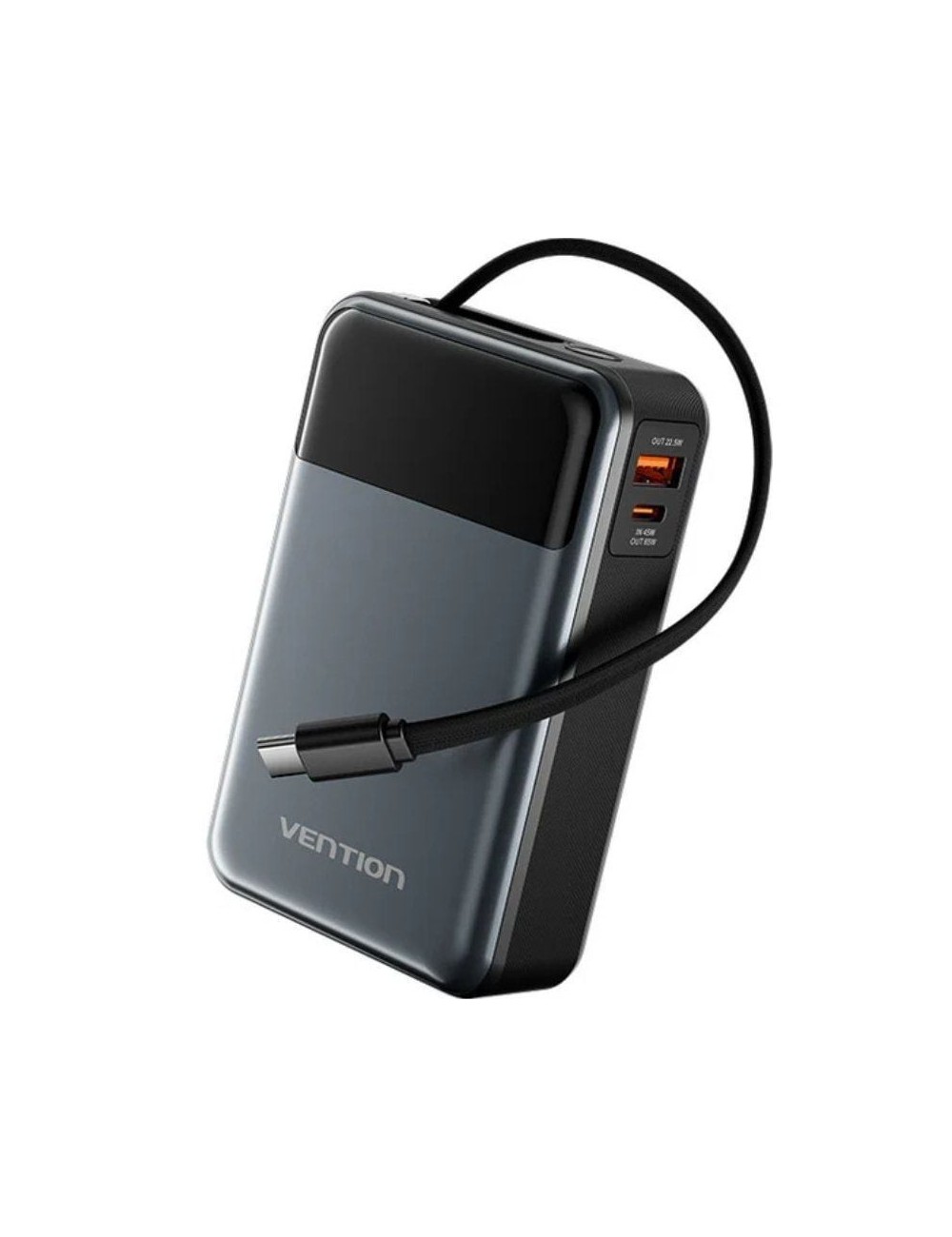 Powerbank 20000mAh Vention FHYB0/ 65W/ Gris/ Incluye Cable USB Tipo-C