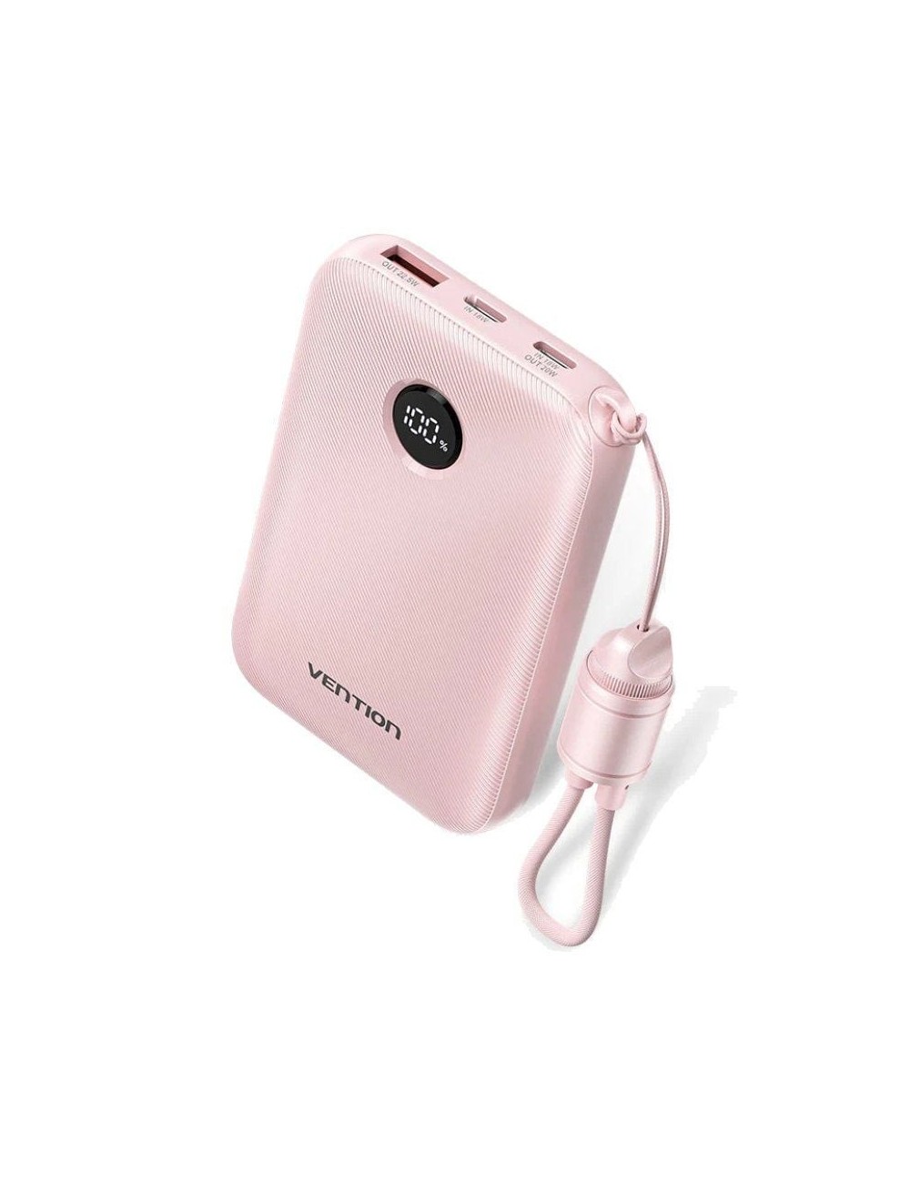 Powerbank 10000mAh Vention FKAP0-C/ 22.5W/ Rosa/ Incluye Cable USB Tipo-C