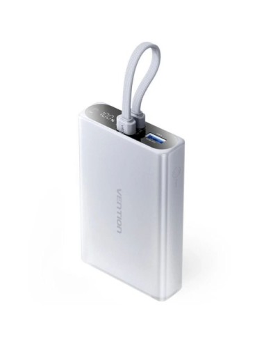 Powerbank 10000mAh Vention FHZM0/ 22.5W/ Gris/ Incluye Cable USB Tipo-C y Lightning