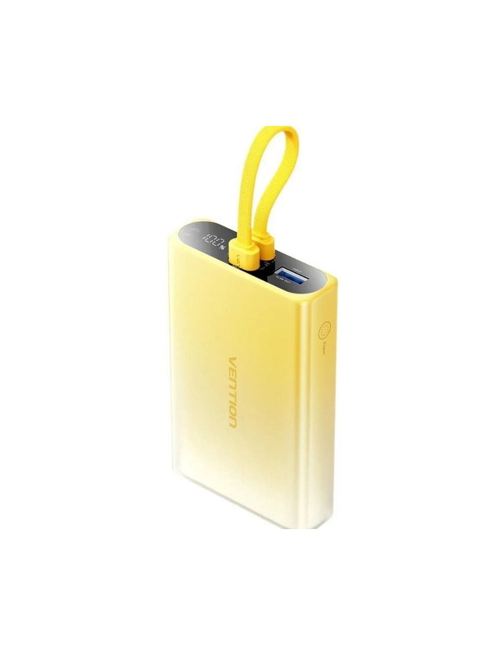 Powerbank 10000mAh Vention FHZY0/ 22.5W/ Amarillo/ Incluye Cable USB Tipo-C y Lightning