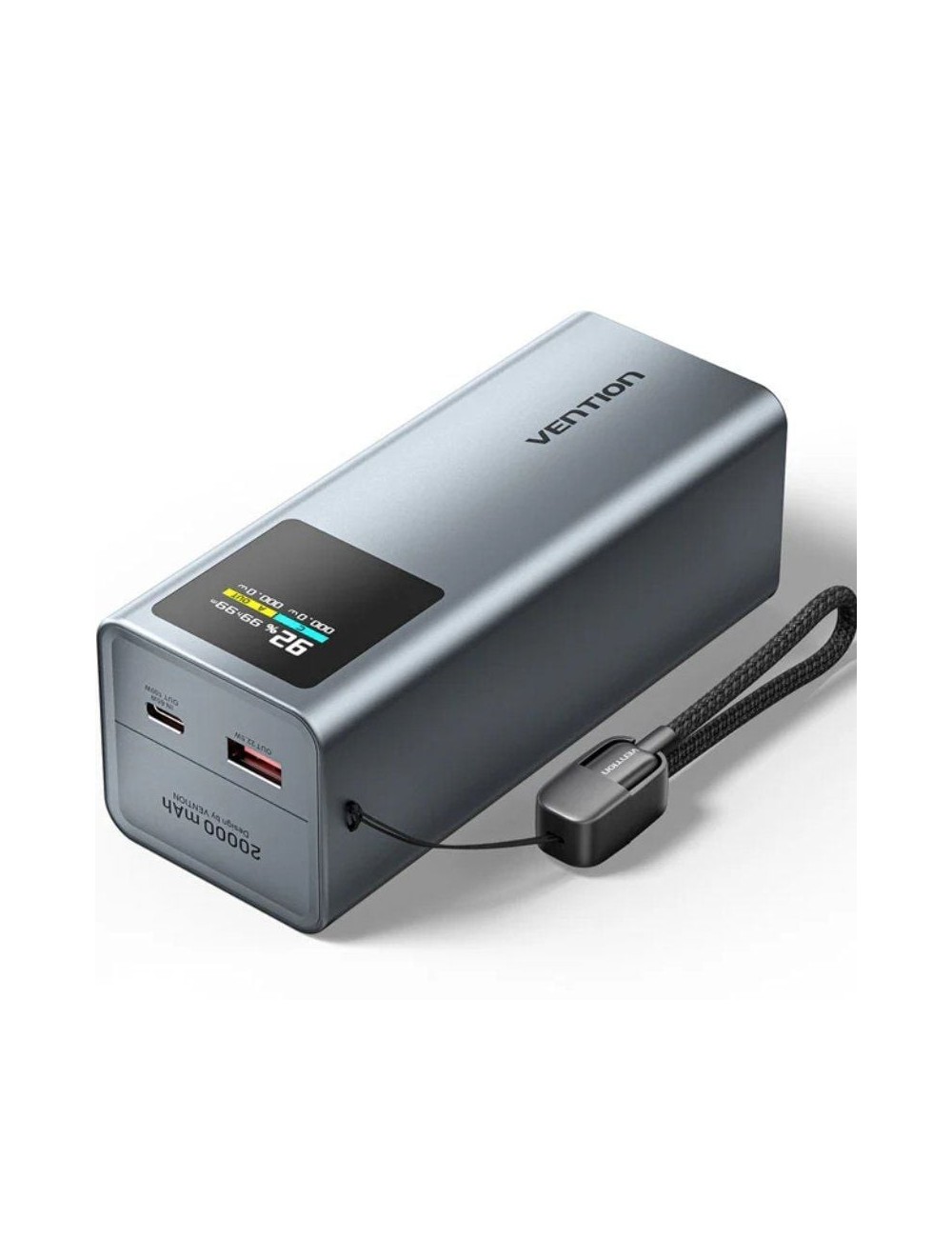 Powerbank 20000mAh Vention FKCH0/ 100W/ Gris/ Incluye Cable USB Tipo-C