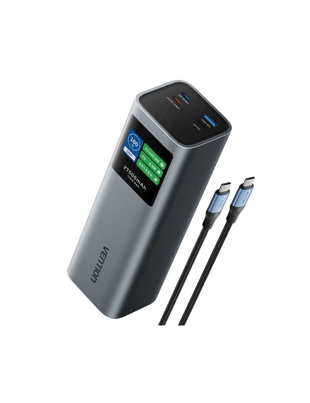 Powerbank 27000mAh Vention FKEH0/ 140W/ Gris