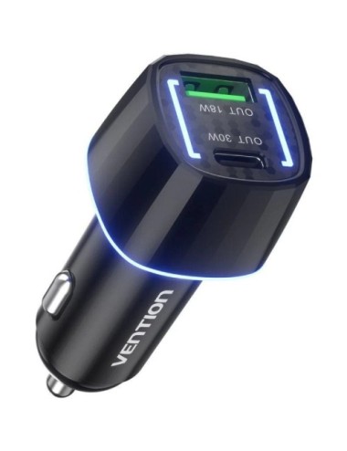 Cargador de Coche Vention FFRB0/ 1xUSB-Tipo C/ 1xUSB/ 48W